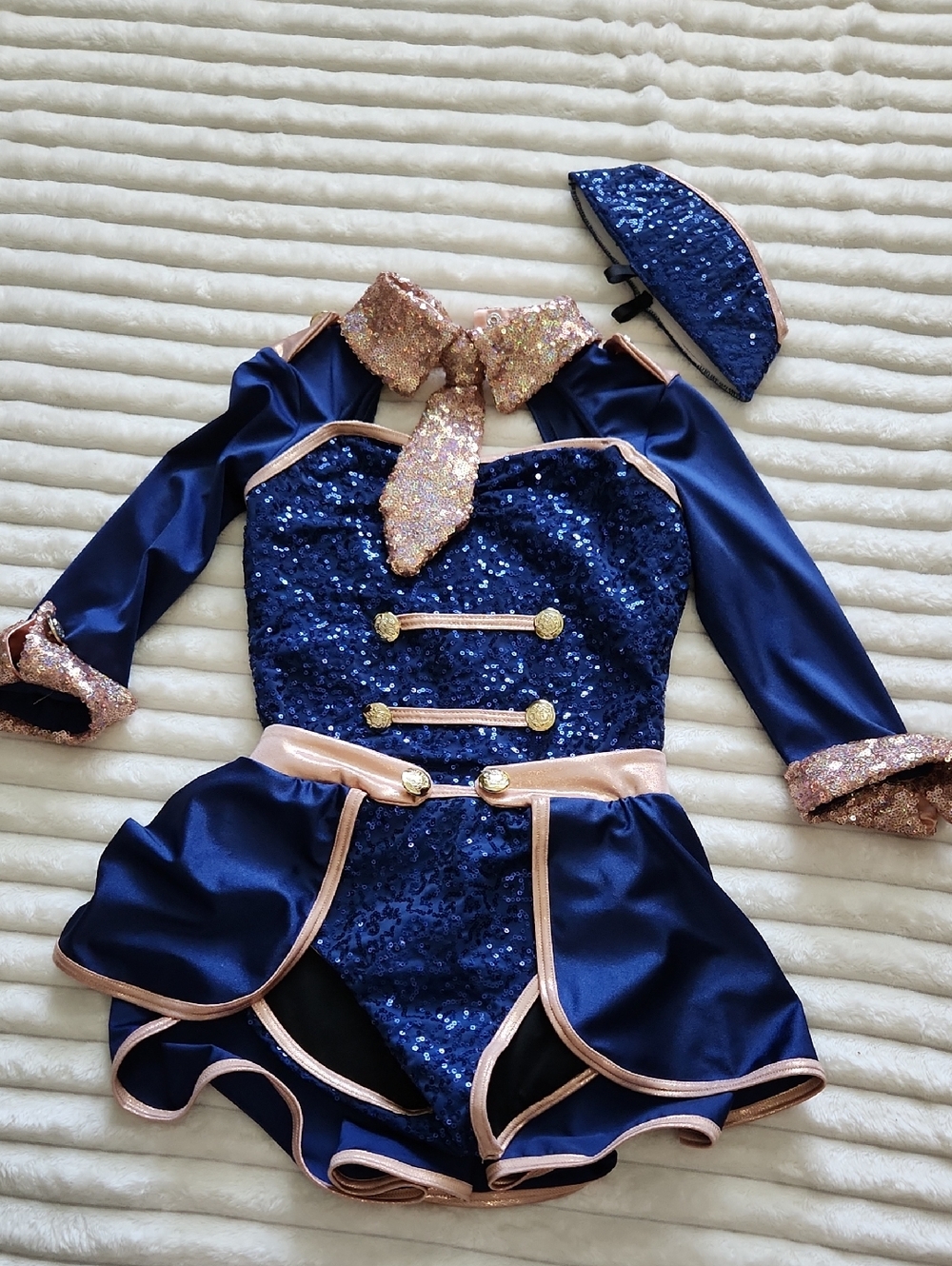 Navy Blue and Rose Gold Sequin Kids Costume Dress - Picture 3 of 3